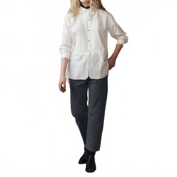 NEW THE GREAT. classic tux top in white